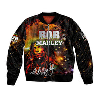 Bob King Of Reggae Sleeve Zip Bomber Jacket Rastafari Lion - You Never Know How Strong You Are