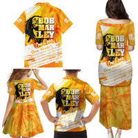 Legend Bob Reggae Family Matching Puletasi and Hawaiian Shirt One Love One Heart Tropical Leaf