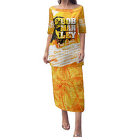 Legend Bob Reggae Family Matching Puletasi and Hawaiian Shirt One Love One Heart Tropical Leaf