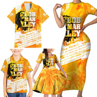 Legend Bob Reggae Family Matching Short Sleeve Bodycon Dress and Hawaiian Shirt One Love One Heart Tropical Leaf