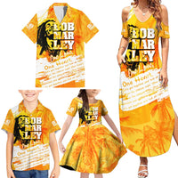 Legend Bob Reggae Family Matching Summer Maxi Dress and Hawaiian Shirt One Love One Heart Tropical Leaf