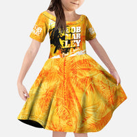 Legend Bob Reggae Kid Short Sleeve Dress One Love One Heart Tropical Leaf