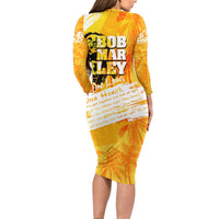 Legend Bob Reggae Long Sleeve Bodycon Dress One Love One Heart Tropical Leaf