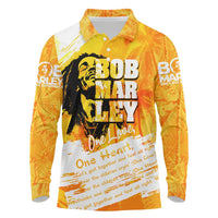 Legend Bob Reggae Long Sleeve Polo Shirt One Love One Heart Tropical Leaf