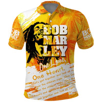 Legend Bob Reggae Polo Shirt One Love One Heart Tropical Leaf