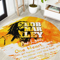 Legend Bob Reggae Round Carpet One Love One Heart Tropical Leaf
