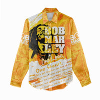 Legend Bob Reggae Women Casual Shirt One Love One Heart Tropical Leaf