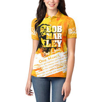 Legend Bob Reggae Women Polo Shirt One Love One Heart Tropical Leaf