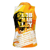 Legend Bob Reggae Women Sleeveless Polo Shirt One Love One Heart Tropical Leaf