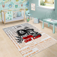 King of Reggae Legend Bob Area Rug Lion Rastafari Cannabis Typography Style
