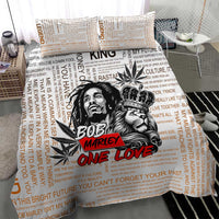 King of Reggae Legend Bob Bedding Set Lion Rastafari Cannabis Typography Style