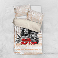 King of Reggae Legend Bob Bedding Set Lion Rastafari Cannabis Typography Style