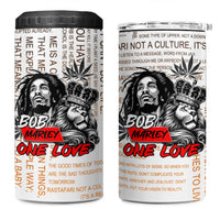 King of Reggae Legend Bob 4 in 1 Can Cooler Tumbler Lion Rastafari Cannabis Typography Style