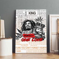 King of Reggae Legend Bob Canvas Wall Art Lion Rastafari Cannabis Typography Style