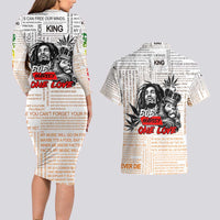 King of Reggae Legend Bob Couples Matching Long Sleeve Bodycon Dress and Hawaiian Shirt Lion Rastafari Cannabis Typography Style
