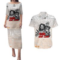 King of Reggae Legend Bob Couples Matching Puletasi and Hawaiian Shirt Lion Rastafari Cannabis Typography Style