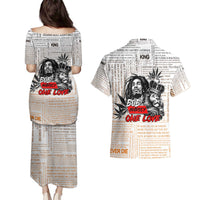 King of Reggae Legend Bob Couples Matching Puletasi and Hawaiian Shirt Lion Rastafari Cannabis Typography Style