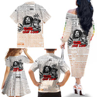 King of Reggae Legend Bob Family Matching Off The Shoulder Long Sleeve Dress and Hawaiian Shirt Lion Rastafari Cannabis Typography Style