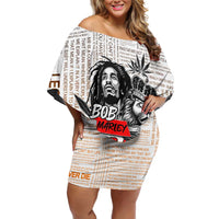 King of Reggae Legend Bob Family Matching Off Shoulder Short Dress and Hawaiian Shirt Lion Rastafari Cannabis Typography Style