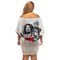 King of Reggae Legend Bob Family Matching Off Shoulder Short Dress and Hawaiian Shirt Lion Rastafari Cannabis Typography Style