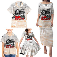 King of Reggae Legend Bob Family Matching Puletasi and Hawaiian Shirt Lion Rastafari Cannabis Typography Style