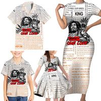 King of Reggae Legend Bob Family Matching Short Sleeve Bodycon Dress and Hawaiian Shirt Lion Rastafari Cannabis Typography Style