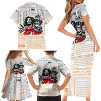 King of Reggae Legend Bob Family Matching Short Sleeve Bodycon Dress and Hawaiian Shirt Lion Rastafari Cannabis Typography Style