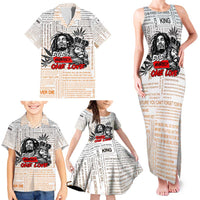 King of Reggae Legend Bob Family Matching Tank Maxi Dress and Hawaiian Shirt Lion Rastafari Cannabis Typography Style