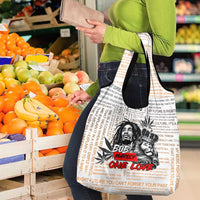 King of Reggae Legend Bob Grocery Bag Lion Rastafari Cannabis Typography Style