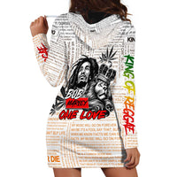 King of Reggae Legend Bob Hoodie Dress Lion Rastafari Cannabis Typography Style