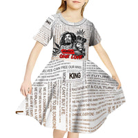 King of Reggae Legend Bob Kid Short Sleeve Dress Lion Rastafari Cannabis Typography Style