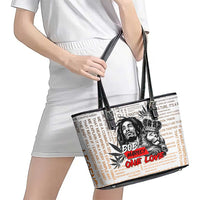 King of Reggae Legend Bob Leather Tote Bag Lion Rastafari Cannabis Typography Style