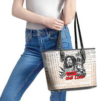 King of Reggae Legend Bob Leather Tote Bag Lion Rastafari Cannabis Typography Style