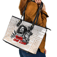 King of Reggae Legend Bob Leather Tote Bag Lion Rastafari Cannabis Typography Style