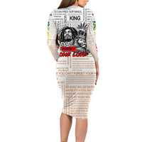King of Reggae Legend Bob Long Sleeve Bodycon Dress Lion Rastafari Cannabis Typography Style