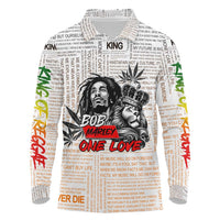 King of Reggae Legend Bob Long Sleeve Polo Shirt Lion Rastafari Cannabis Typography Style