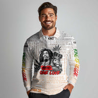 King of Reggae Legend Bob Long Sleeve Polo Shirt Lion Rastafari Cannabis Typography Style