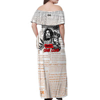 King of Reggae Legend Bob Off Shoulder Maxi Dress Lion Rastafari Cannabis Typography Style