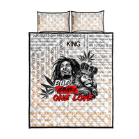 King of Reggae Legend Bob Quilt Bed Set Lion Rastafari Cannabis Typography Style
