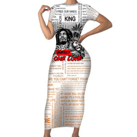 King of Reggae Legend Bob Short Sleeve Bodycon Dress Lion Rastafari Cannabis Typography Style