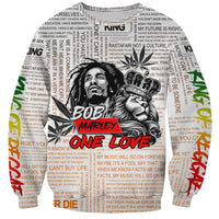 King of Reggae Legend Bob Sweatshirt Lion Rastafari Cannabis Typography Style