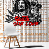 King of Reggae Legend Bob Window Curtain Lion Rastafari Cannabis Typography Style