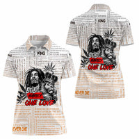 King of Reggae Legend Bob Women Polo Shirt Lion Rastafari Cannabis Typography Style