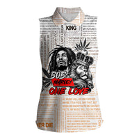 King of Reggae Legend Bob Women Sleeveless Polo Shirt Lion Rastafari Cannabis Typography Style