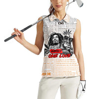 King of Reggae Legend Bob Women Sleeveless Polo Shirt Lion Rastafari Cannabis Typography Style