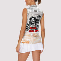 King of Reggae Legend Bob Women Sleeveless Polo Shirt Lion Rastafari Cannabis Typography Style