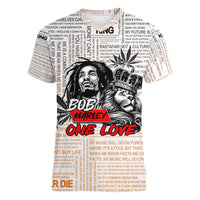 King of Reggae Legend Bob Women V-Neck T-Shirt Lion Rastafari Cannabis Typography Style