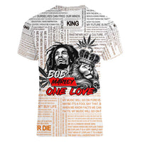 King of Reggae Legend Bob Women V-Neck T-Shirt Lion Rastafari Cannabis Typography Style