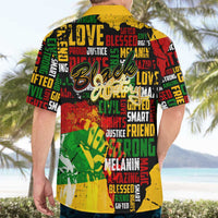 Black History Month Hawaiian Shirt Strength Love and Justice Typography