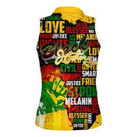 Black History Month Women Sleeveless Polo Shirt Strength Love and Justice Typography